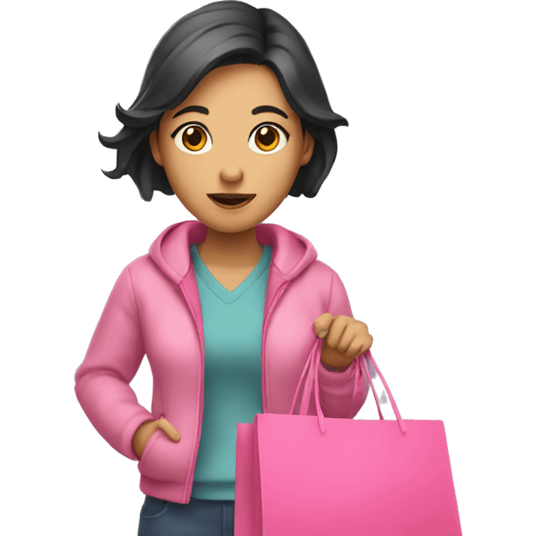 Asian woman holding pink bags emoji