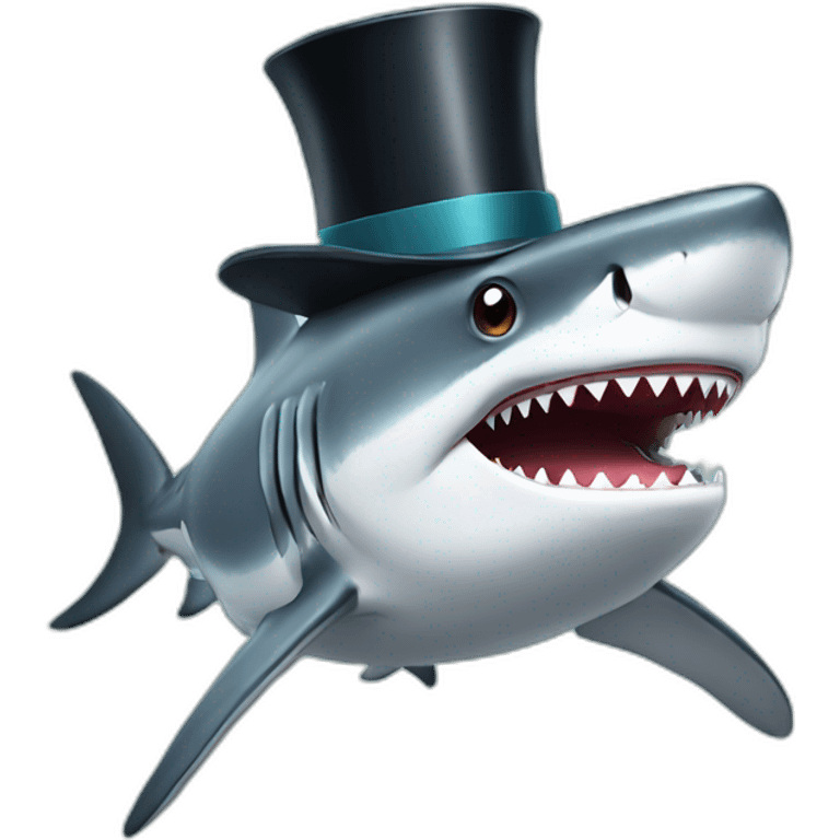 Shark with a top hat emoji