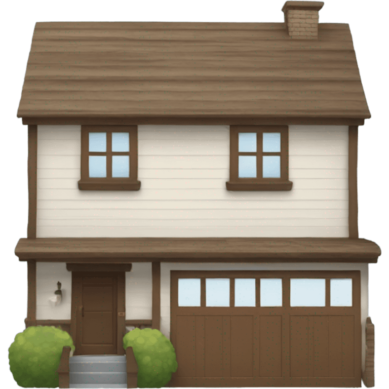 Fromt facing house with wood features emoji