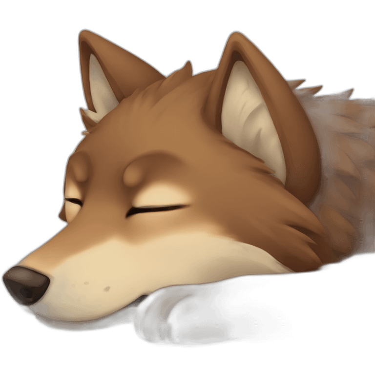 Brown cute Wolf furry sleeping emoji