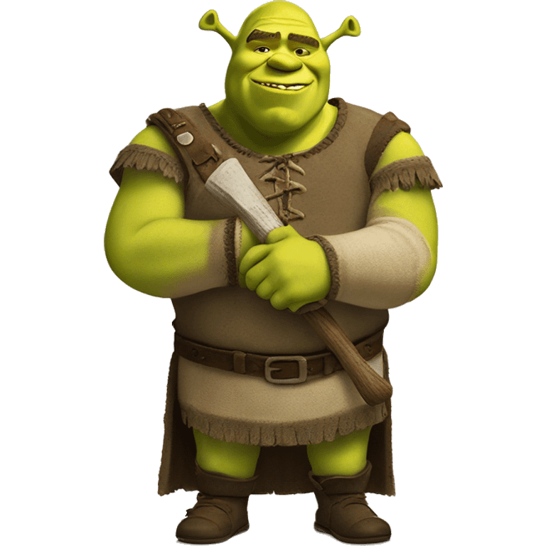 Shrek holding a Stanley  emoji