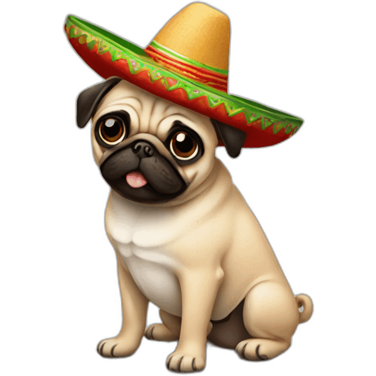 Pug with mexican hat emoji