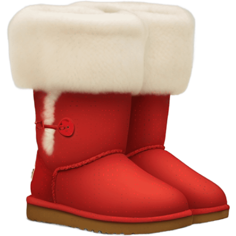 Pair of Womens Red Ugg Fur Boots  emoji