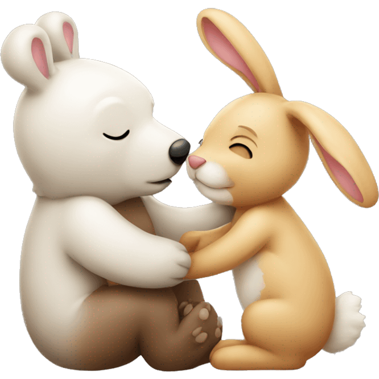 bear and bunny kissing emoji