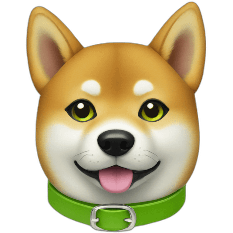 Shiba with green collar with Pistache written on the collar emoji