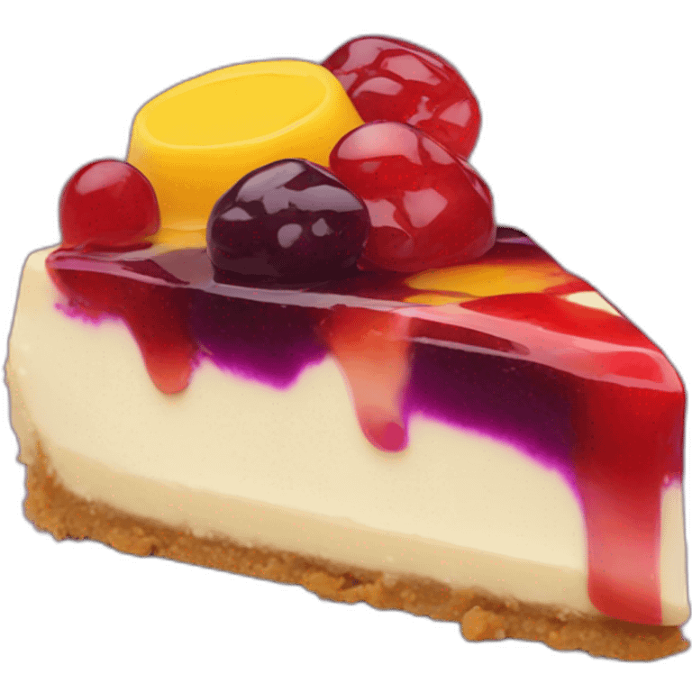 No bake cheesecake with 3 colored jams red dark purple and yellow  emoji