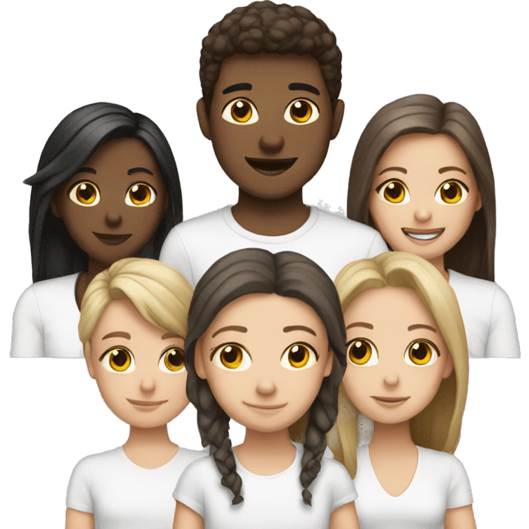 Friendgroup of 6 people 3 boy and 3 girl all white emoji