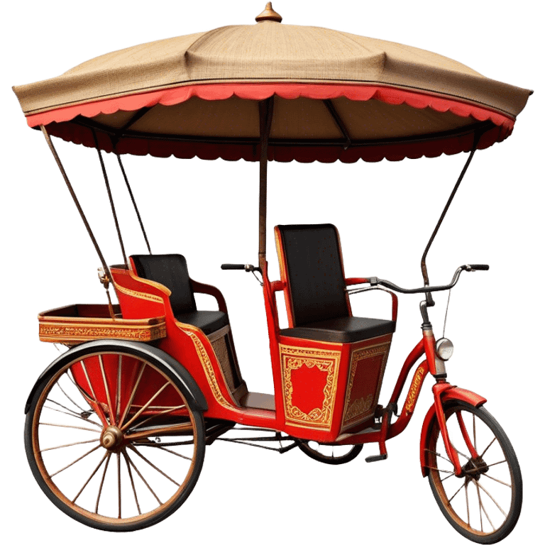 ​Cinematic Realistic Cyclo Rickshaw, depicted as a classic manually operated tricycle-style rickshaw with a simple, rustic design and intricate details, rendered with realistic textures and natural urban lighting that captures its cultural charm and timeless functionality, emoji