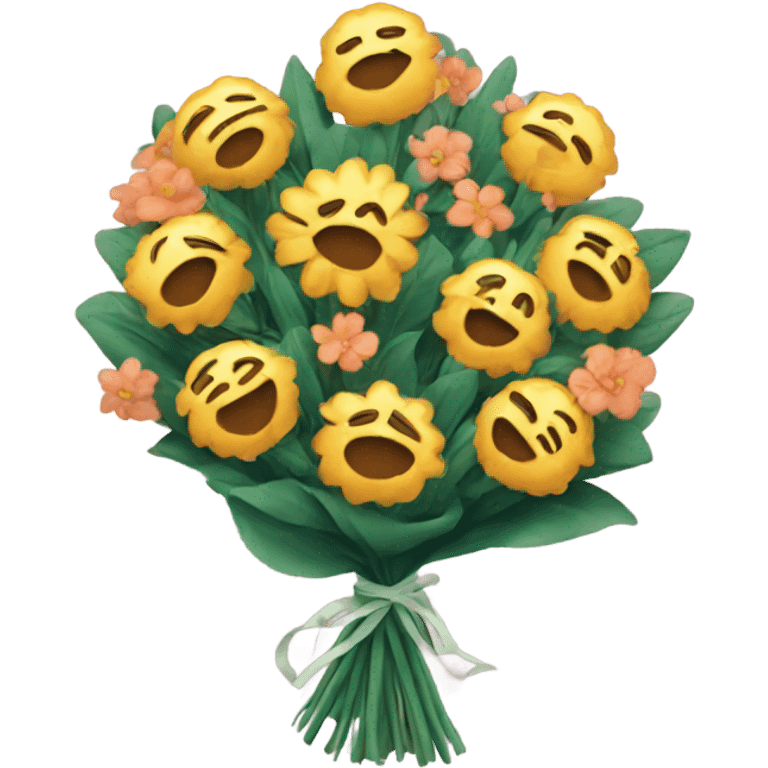 Sad emoji with bouquet  emoji