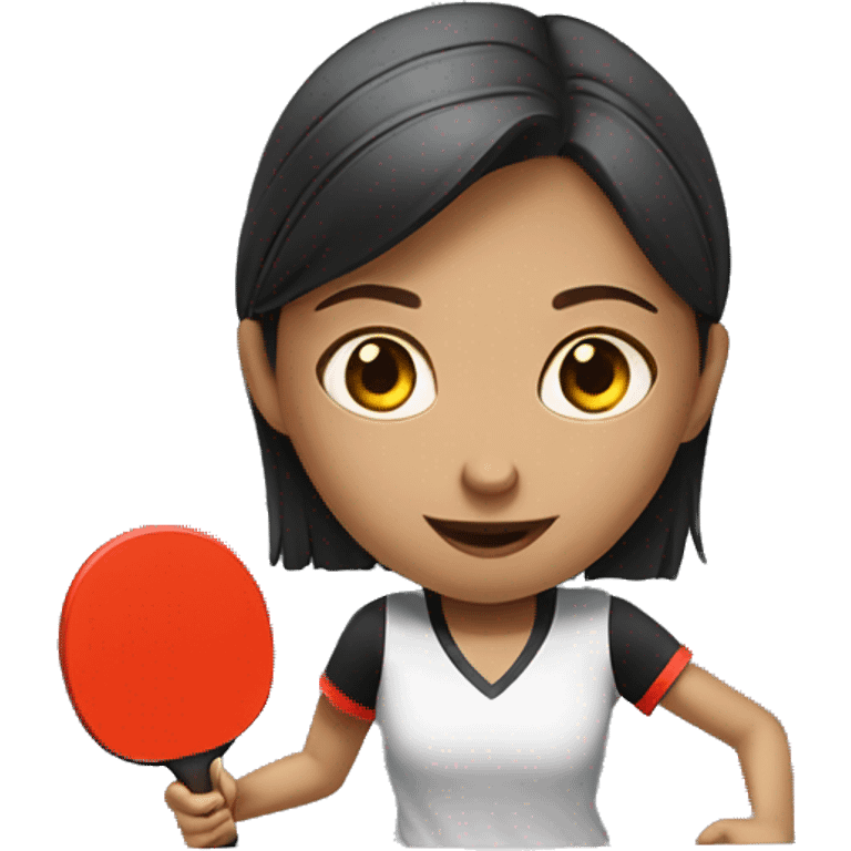 girl with brow straight hair and fair skin play in  table tennis emoji