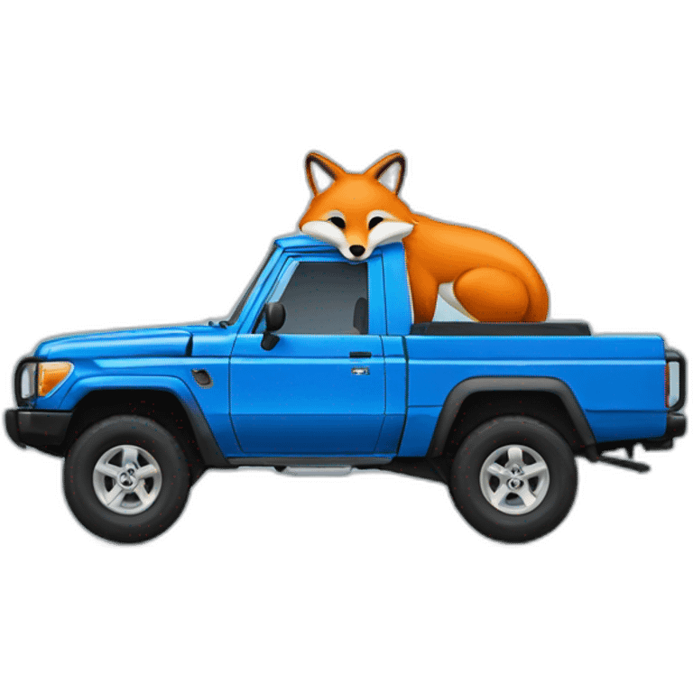 Fox driving a blue toyota landcruiser 70series emoji