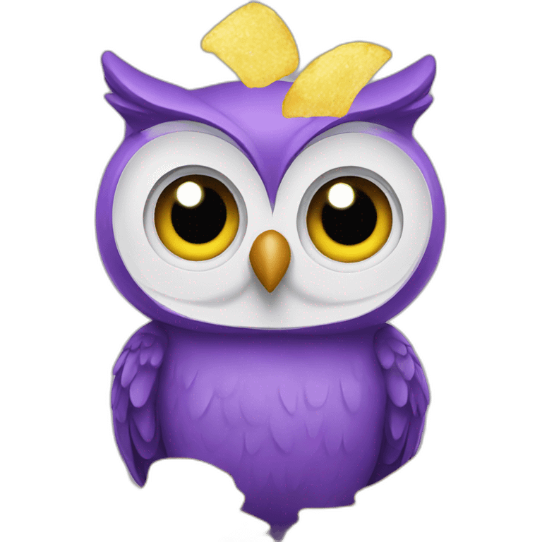 purple owl eating chips emoji