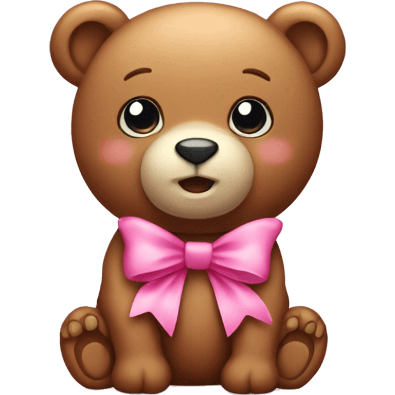 Cute bear with pink bow  emoji