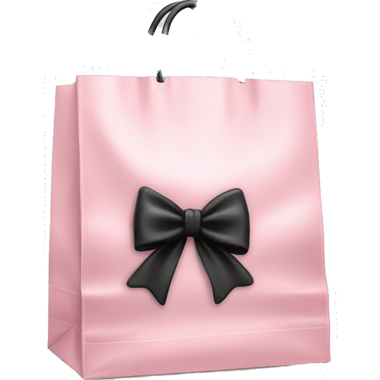 realistic light pink shopping bag with black bow emoji