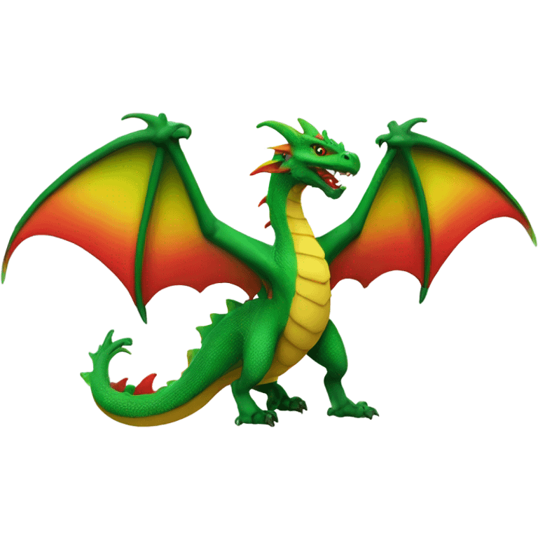 graoully dragon, green body and red back and green / yellow wings, closer emoji