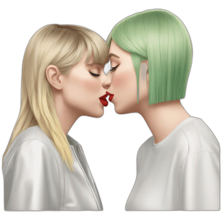 taylor swift and billie eilish kissing emoji