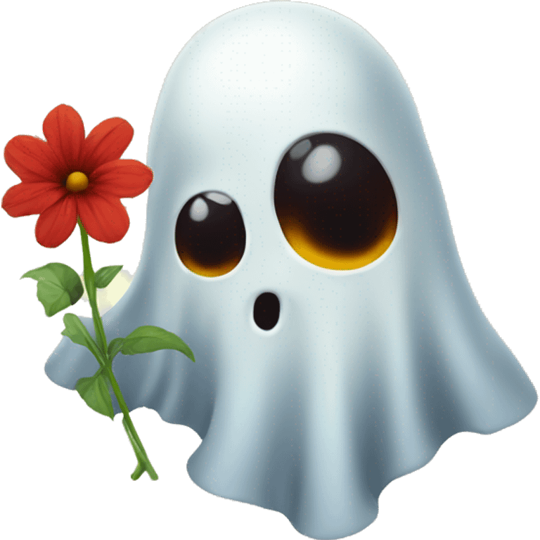 a ghost with a redflower emoji