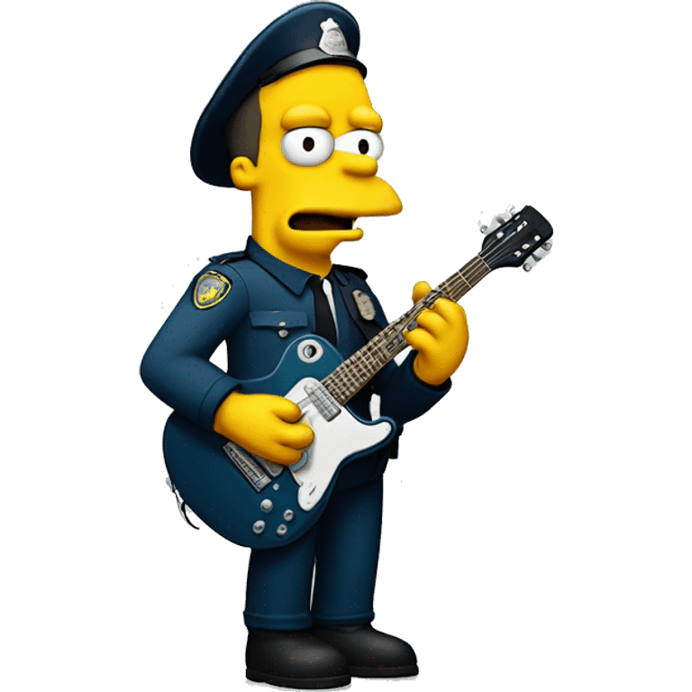 policeman Simpson plays guitar emoji