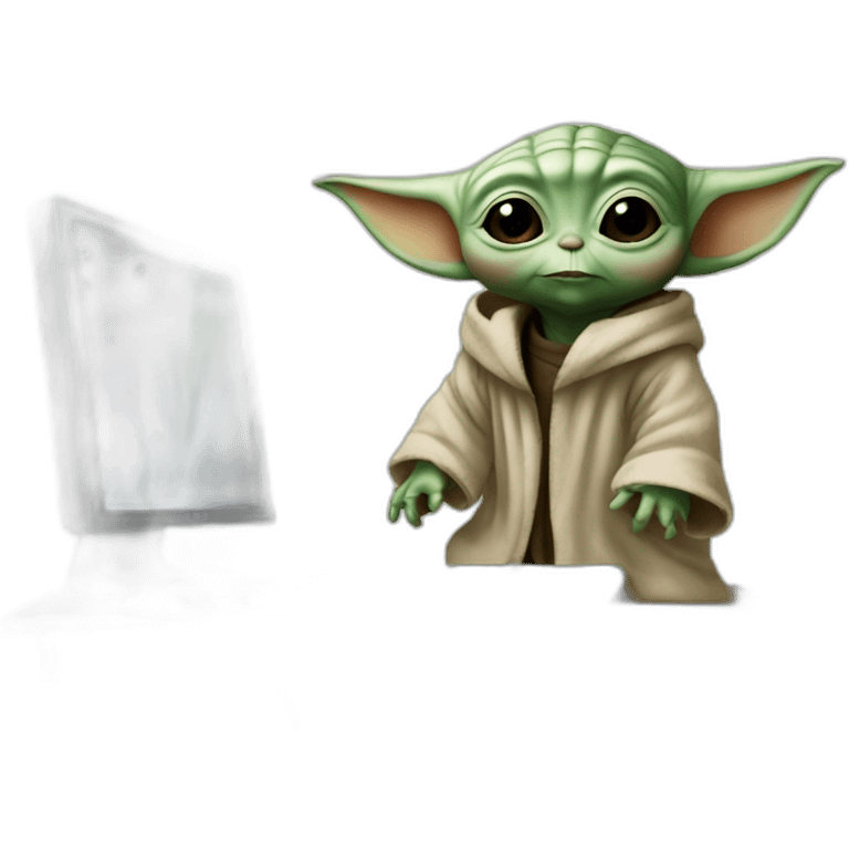 baby yoda behind computer emoji