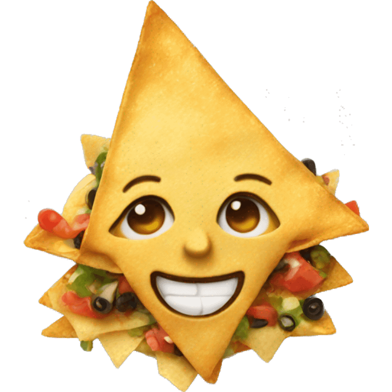 Smiling Supreme nachos on a plate emoji