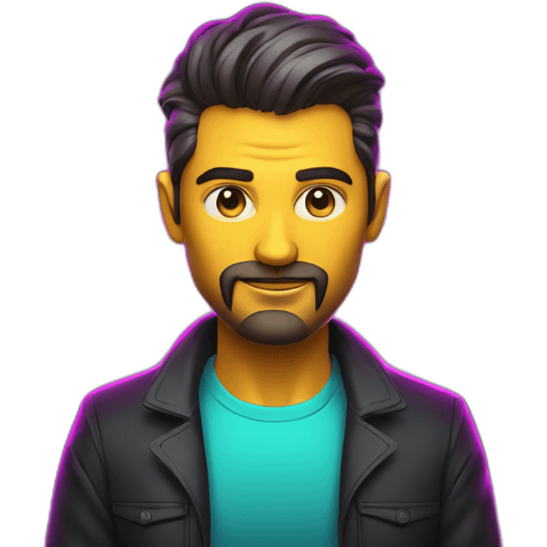 the boss of a web developer in neon style without a beard emoji