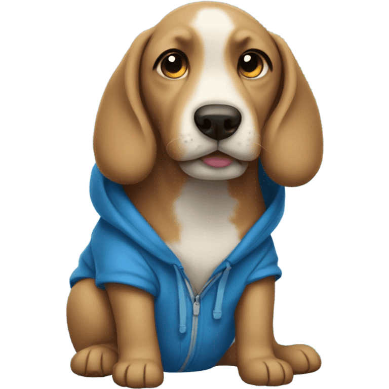 Dog wearing blue hoodie emoji