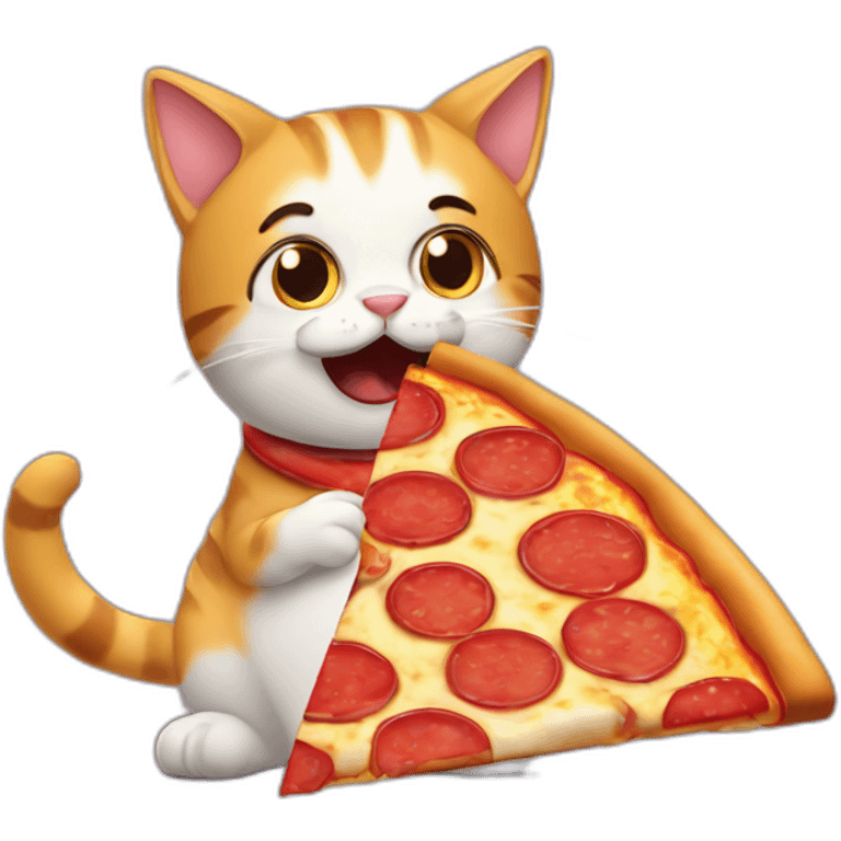 cat eating a slice of pizza emoji