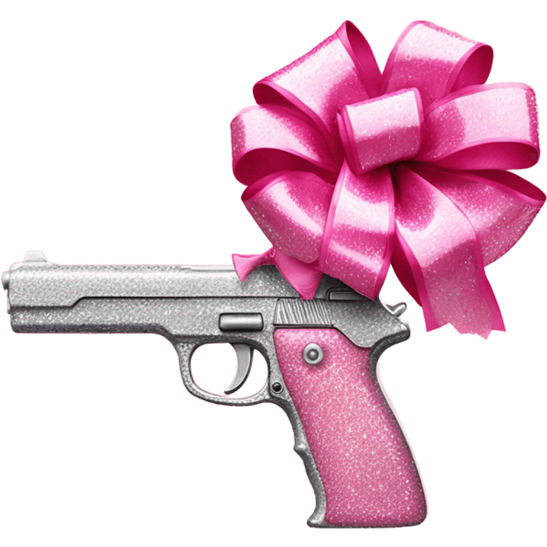 Pink glittery gun with a bow  emoji