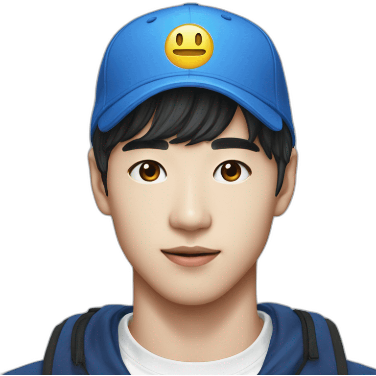 handsome-kpop Idol-with-cap-blue emoji