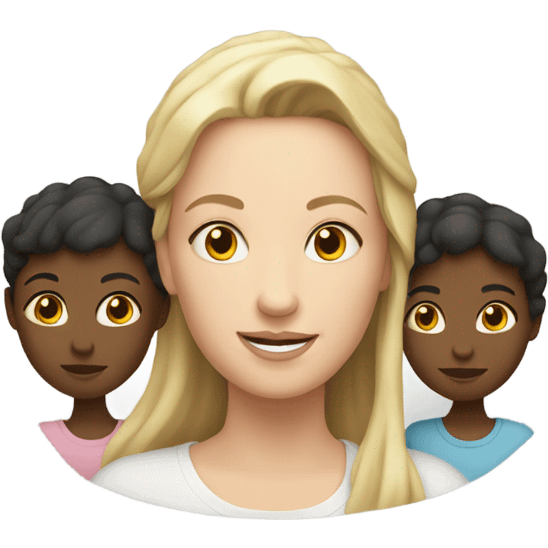 white mom with 3 white children emoji