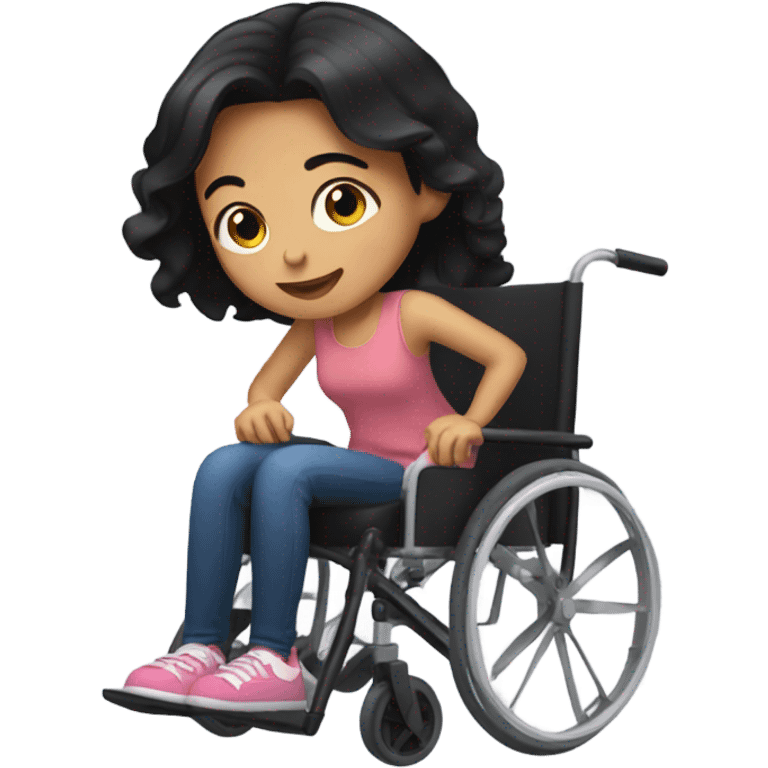 Girl with black hair in wheelchair emoji