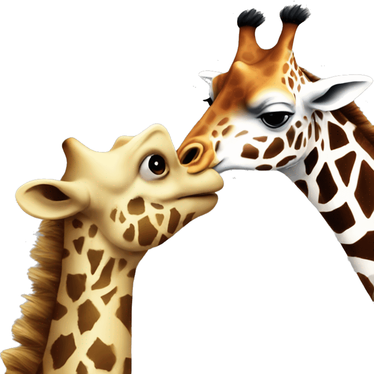 Giraffe kissing a dinosaur  emoji