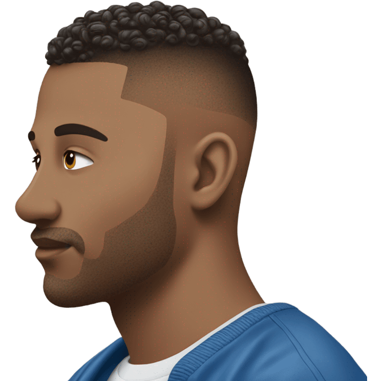 ￼￼ Man with a blue low taper fade ￼ emoji