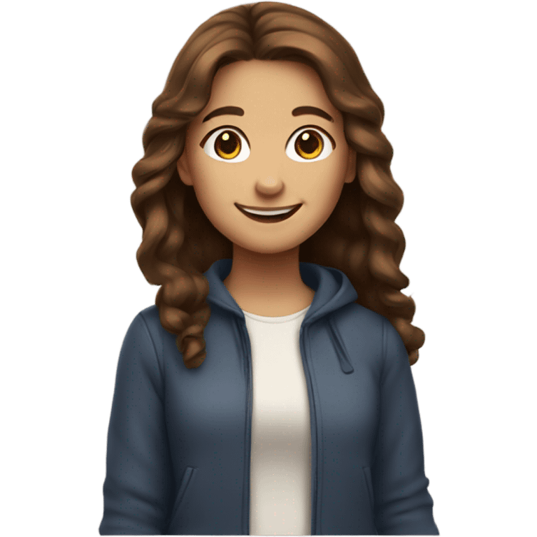 smiling girl with brown hair emoji