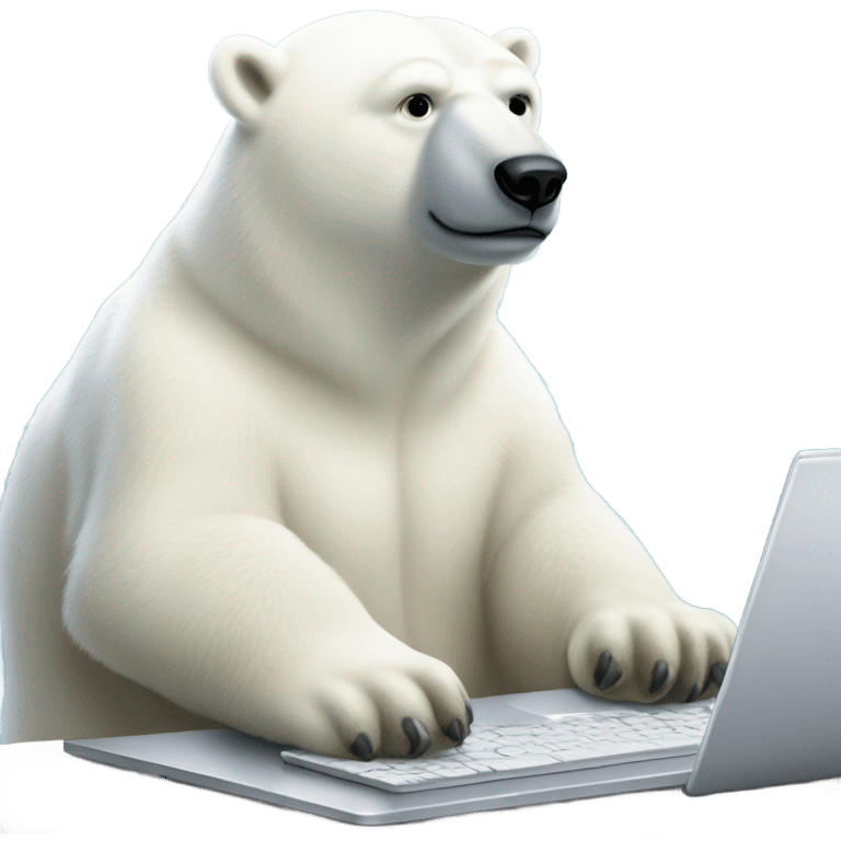 Polar bear working with laptop emoji