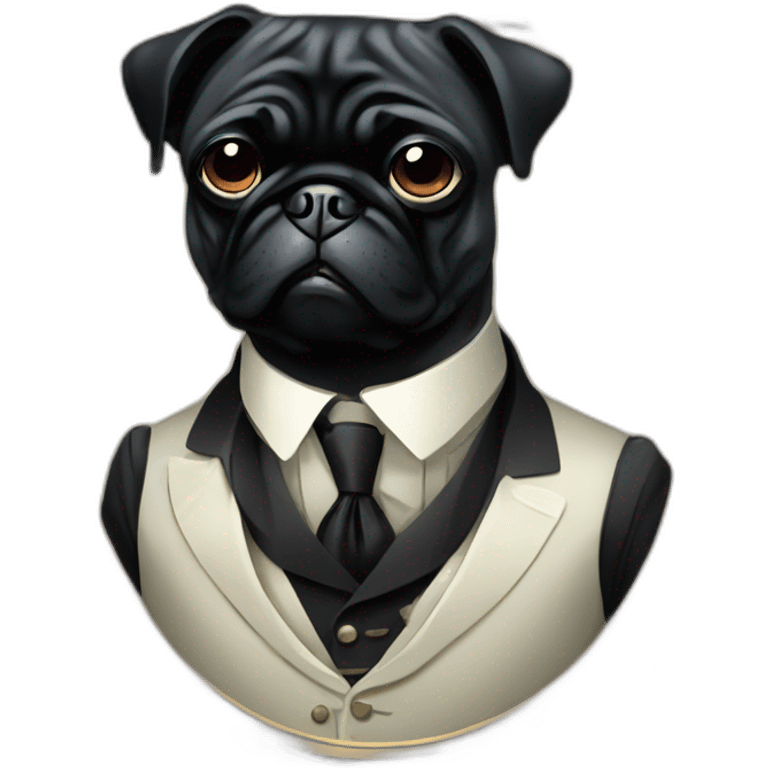 A cyberpunk black pug in Art Nouveau style during 1910 emoji