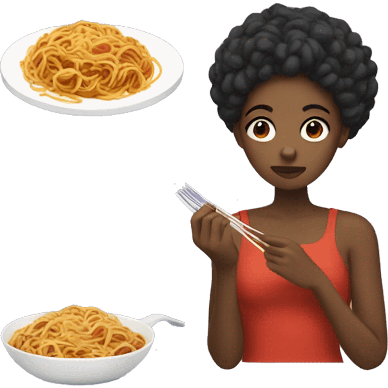 Black girl eating spaghetti  emoji