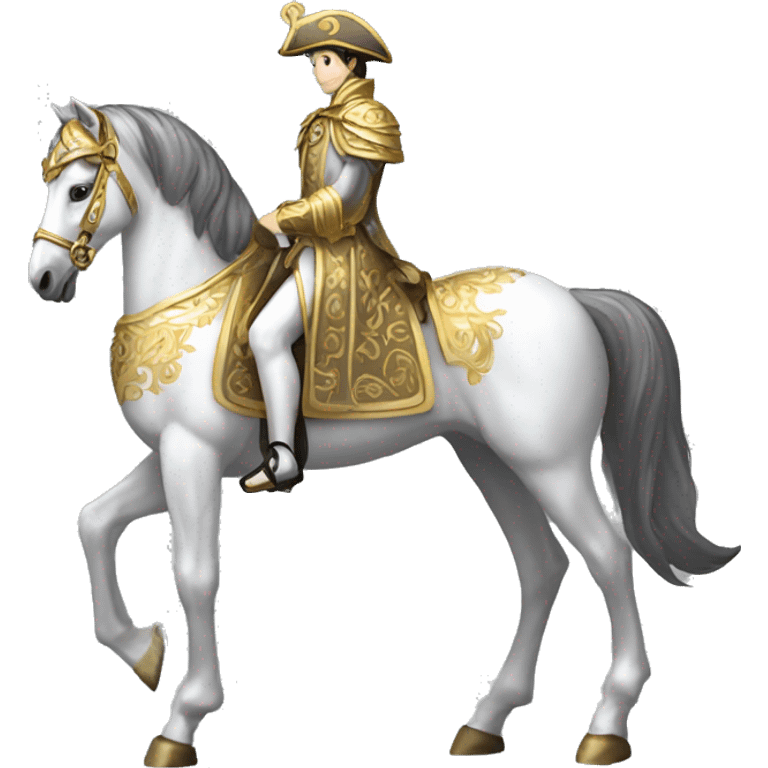 Gilded saddle vintage gray white piebald horse gilded robes emoji