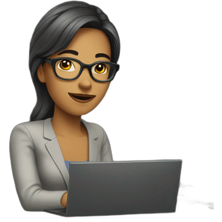 Femme a lunette sous le bureau emoji