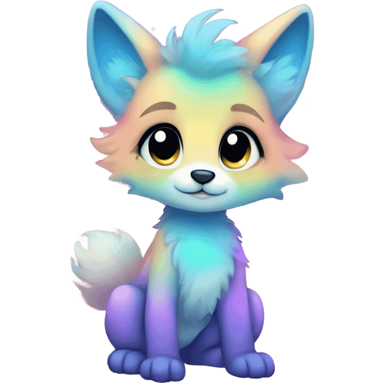 Adorable innocent cute gradient-Sparkle-nebula-fursona anthropomorphic furry full body emoji