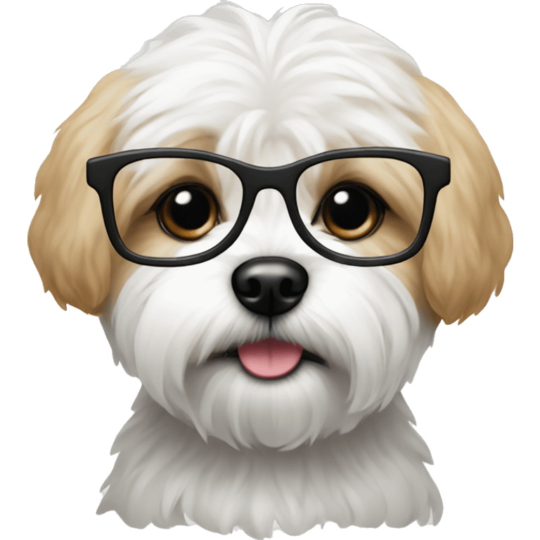 Shichon dog with glasses on emoji