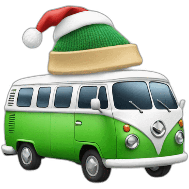 Campervan with christmas beanie emoji