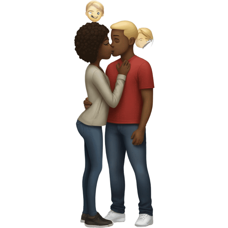 Black girl kissing white guy emoji