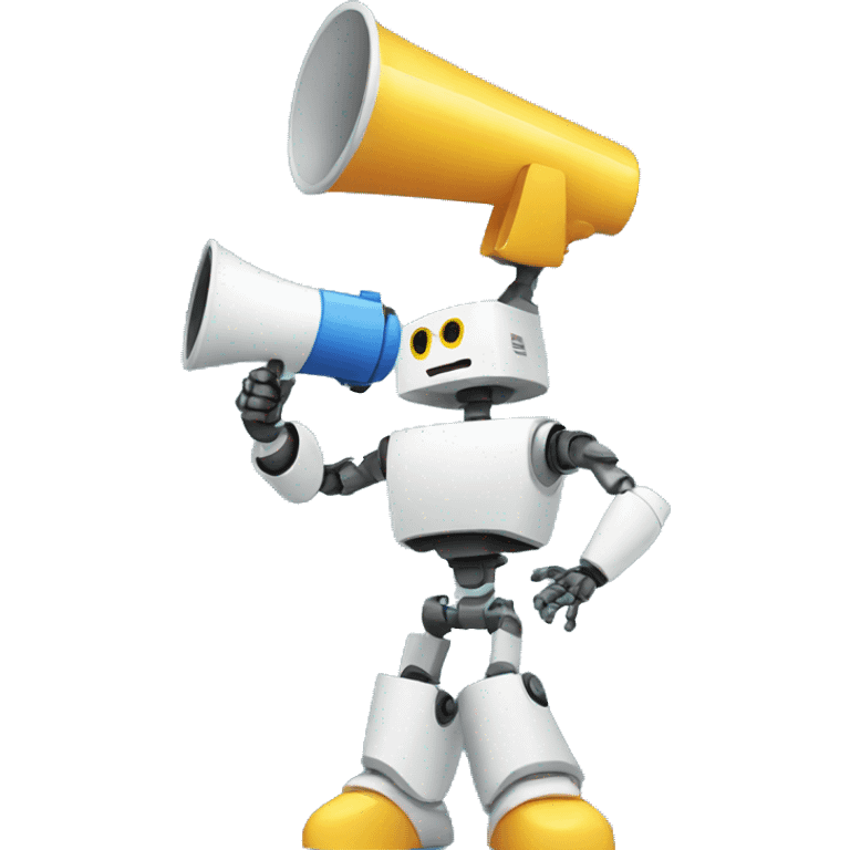 robot holding a megaphone emoji