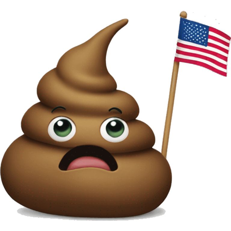 Poop with a flag that says number two emoji