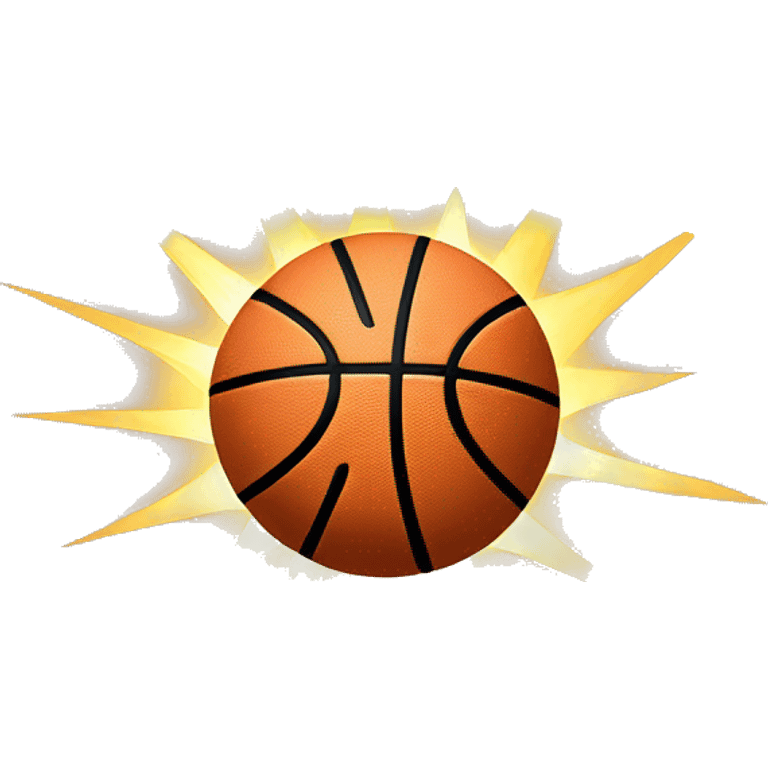 Sunrays shining out of basketball emoji