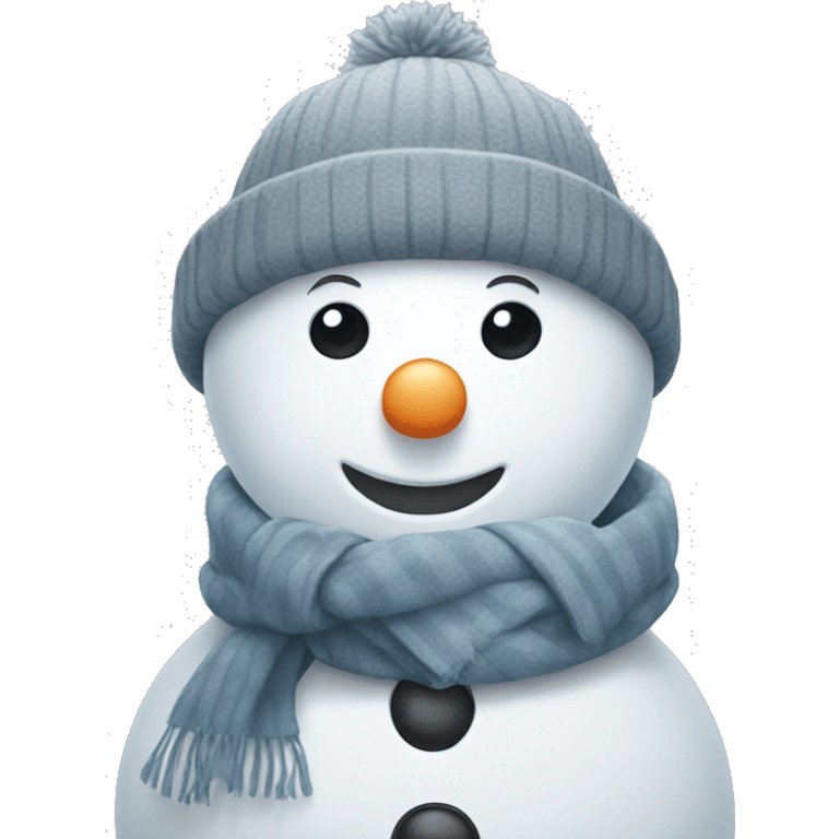 Blue grey cute snowman with cheeks and scarf  emoji