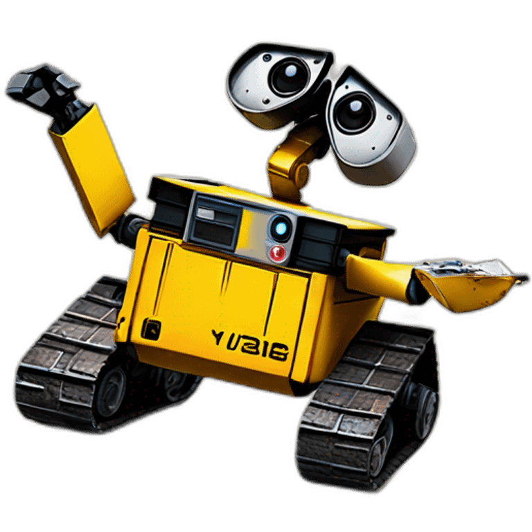 Wall-e runs over pikachu emoji