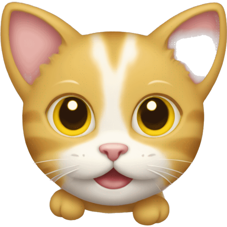 happy kitten with yellow hearts around  emoji