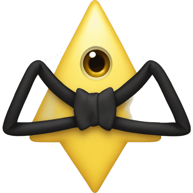 One-eyed yellow triangle with a bow tie, long and thin black arms and legs emoji